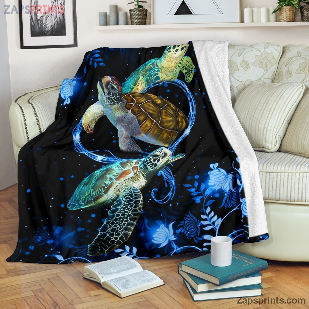 Twinkling Blue Heart Turtle Blanket – Cool Gift Ideas