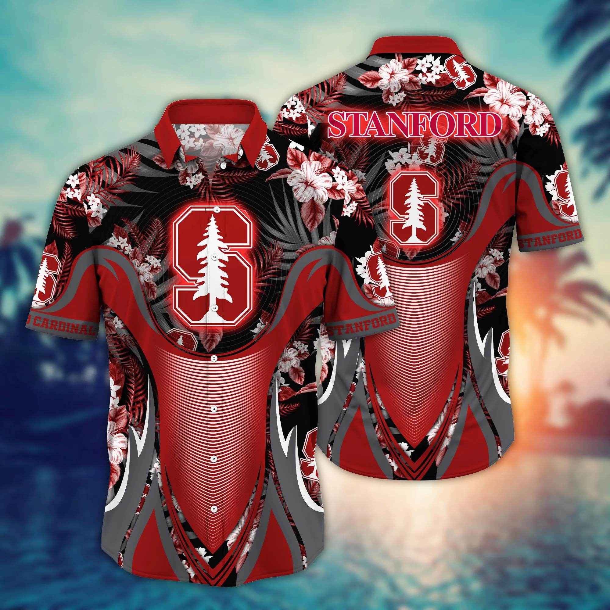 Stanford Cardinal NCCA Hawaiian Shirt Flip Flops Aloha Shirt