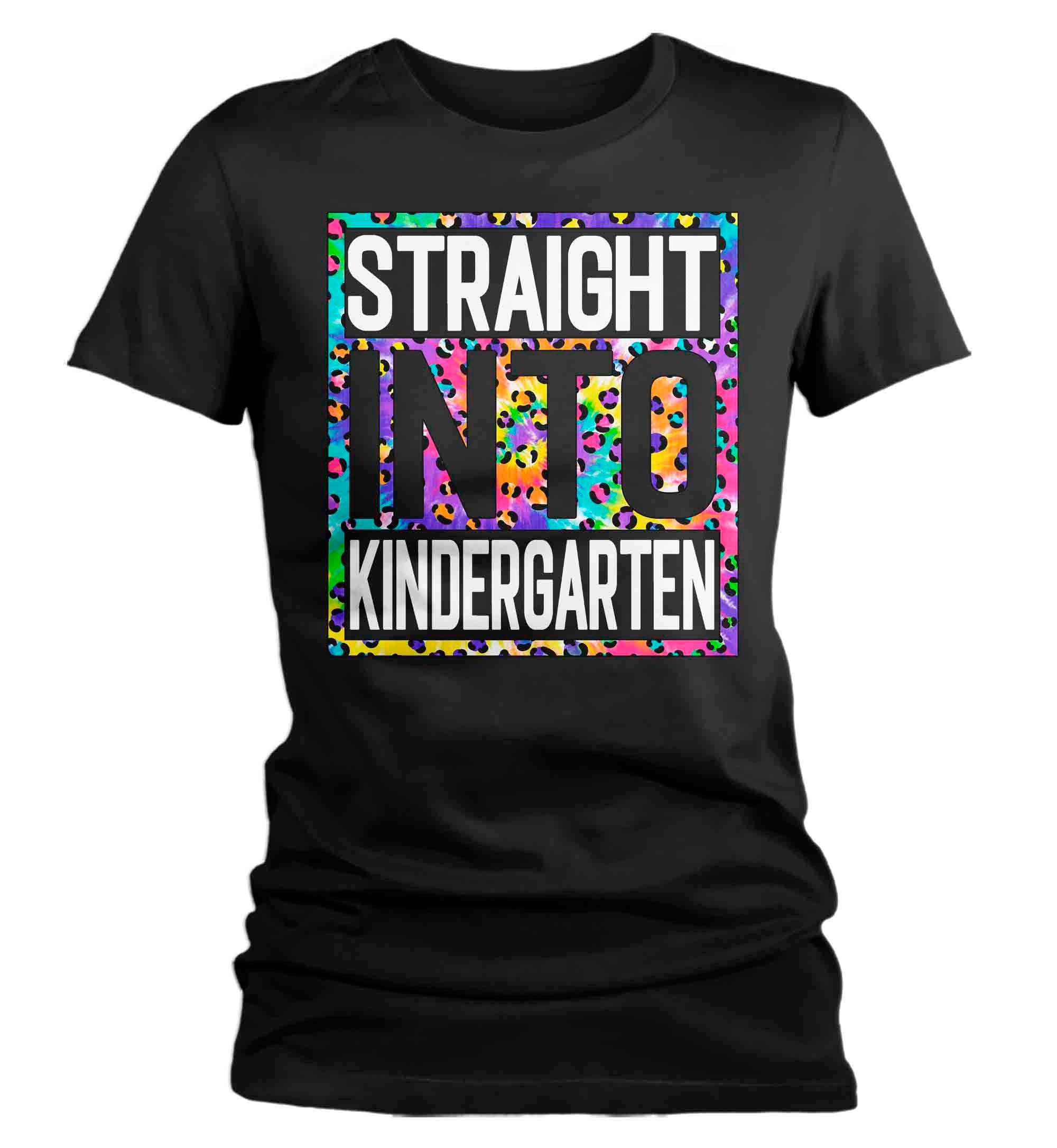 Women’S Kindergarten Teacher Shirt Colorful Leopard Straight Into Kindergarten T Shirt Cute Back To School Shirt Teacher Gift Tshirts