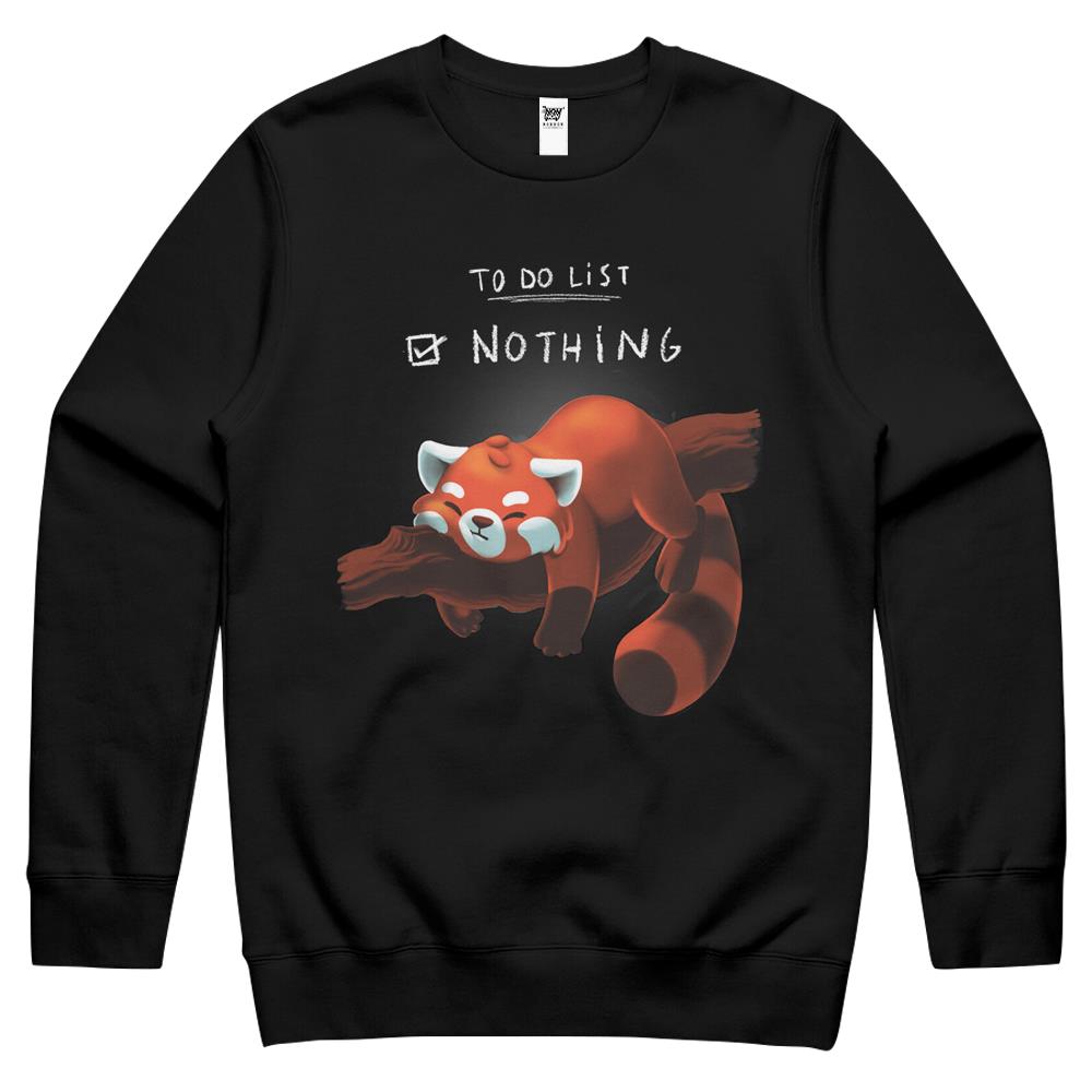 Red Panda Day – To Do List Nothing – Cute Fluffy Animal – Procrastinate Crewneck Sweatshirt