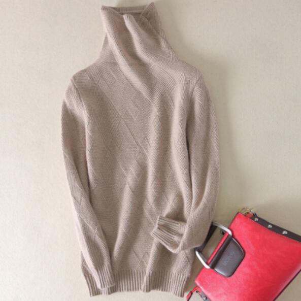 Sweater Women Winter Thick Pullover Turtleneck Merino Wool Top Female Knit Bottoming Shirt alx