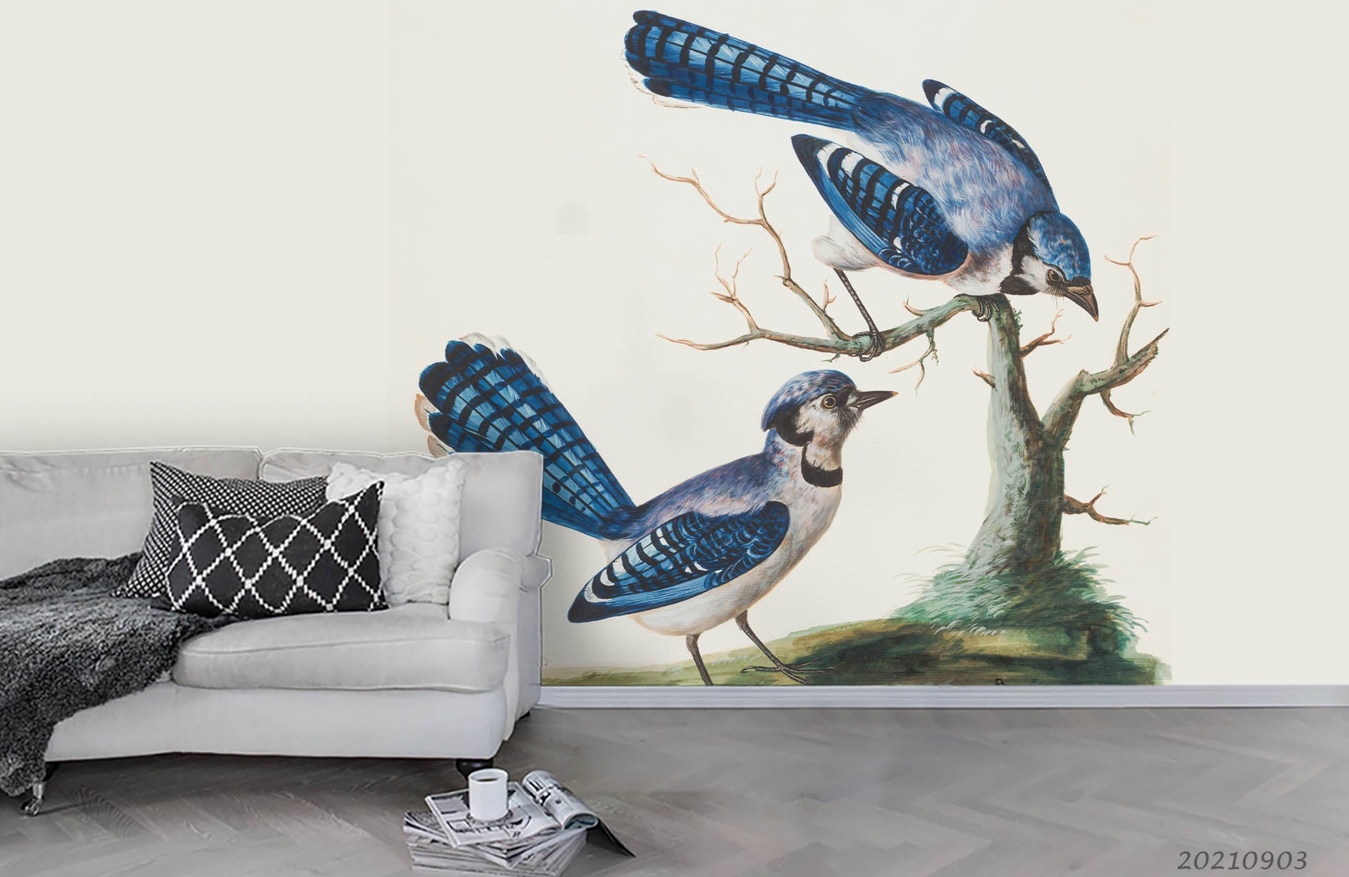 3D Hand Drawn Animal Bird Tree Wall Mural Wallpaper Lqh 251