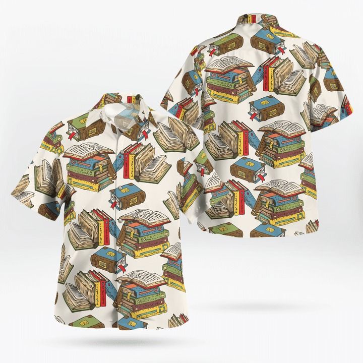 Book Hawaii Shirt Stack Of Classic Colorful Books Aloha Ha9128