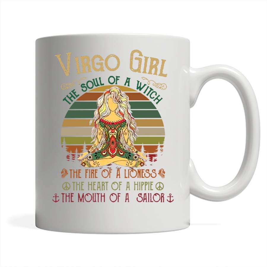 Virgo Girl The Soul Of A Witch Classic Vintage Retro Design – Full-Wrap Coffee White Mug