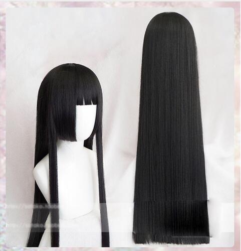 100cm Yumeko Jabami Cosplay Wigs Black Straight Heat Resistant Synthetic Hair Perucas Cosplay Wig alx