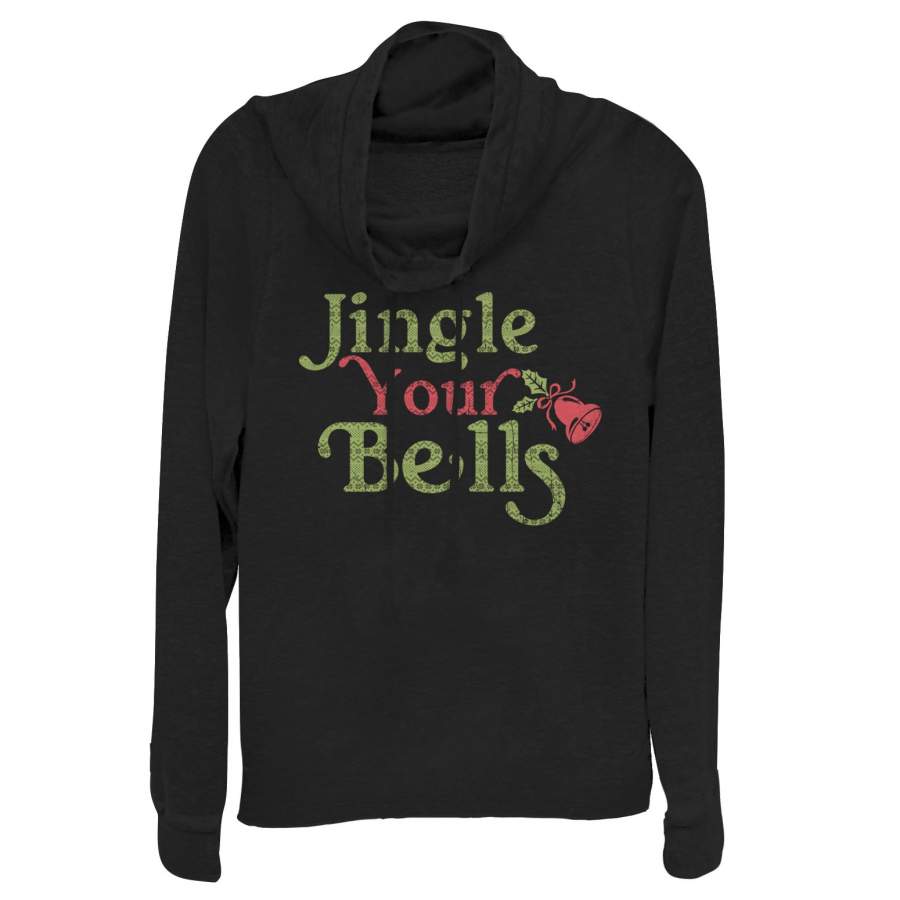 CHIN UP Junior’s Christmas Jingle Your Bells Cowl Neck Sweatshirt