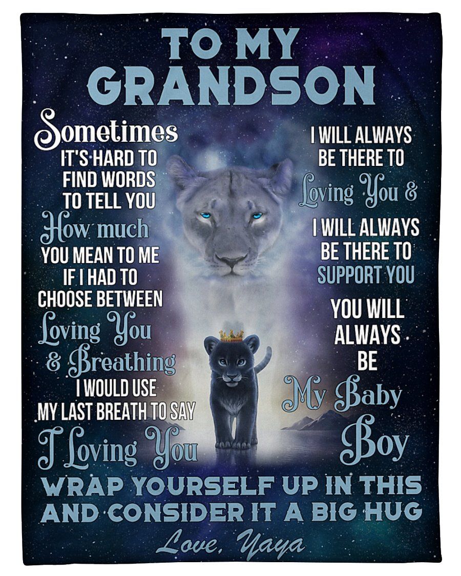 Yaya To Grandson Customized Name Lion Always Be There To Love You Fleece Blanket