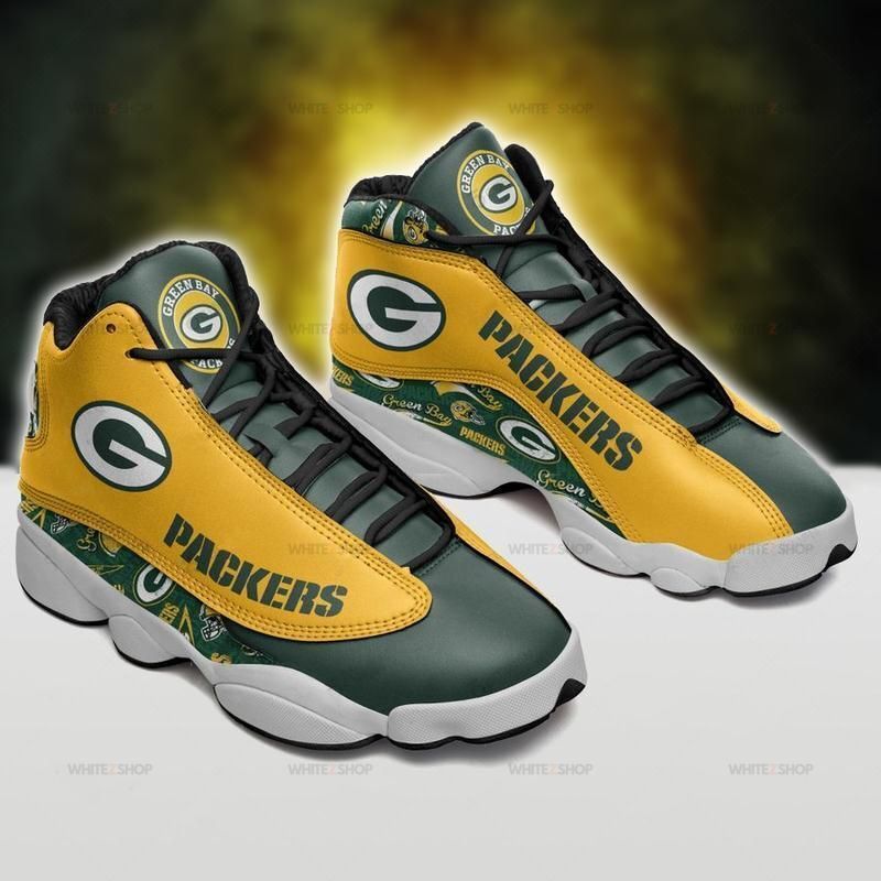 Green Bay Packers Football Team Form Air Jordan 13 Sneakers