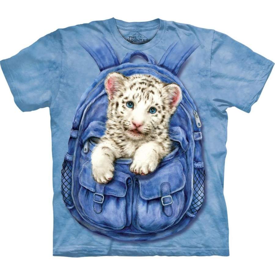 White Tiger Cub in Backpack T-Shirt