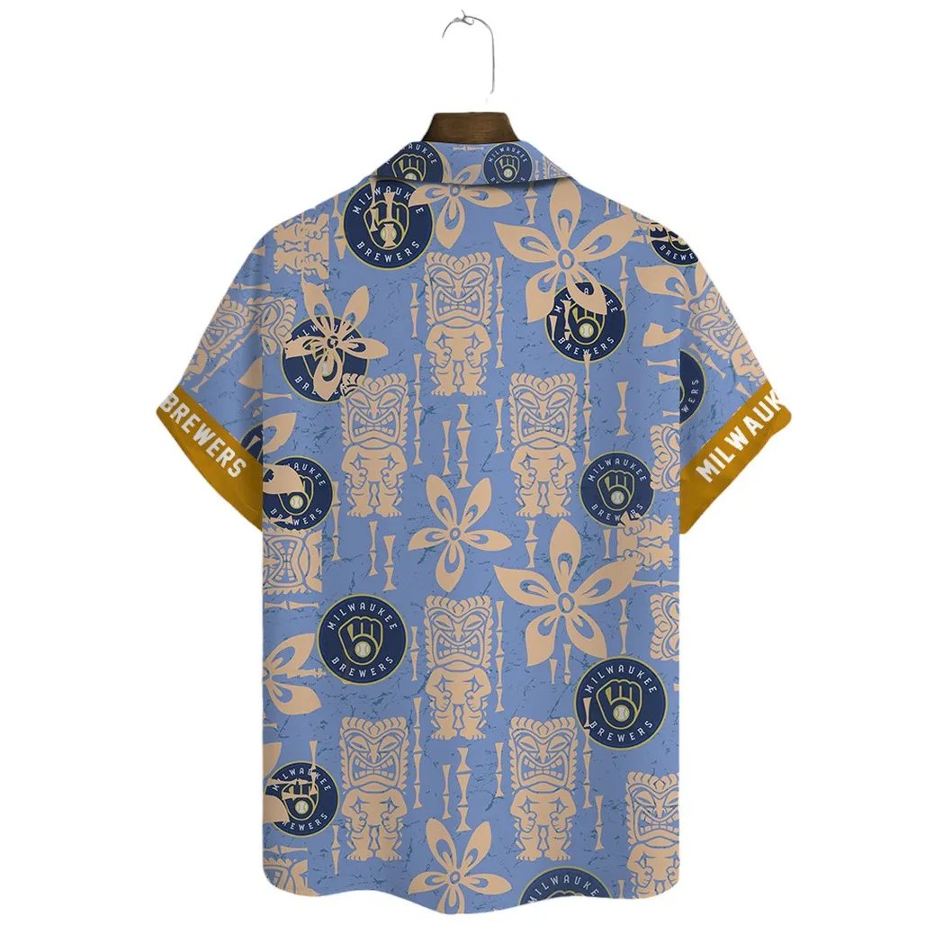 Milwaukee Brewers Hawaiian Shirt Tiki Floral Design