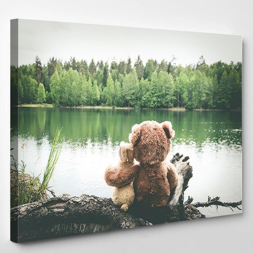 True Friends Bunny Teddy Little Bear – Bear Animals Canvas Print