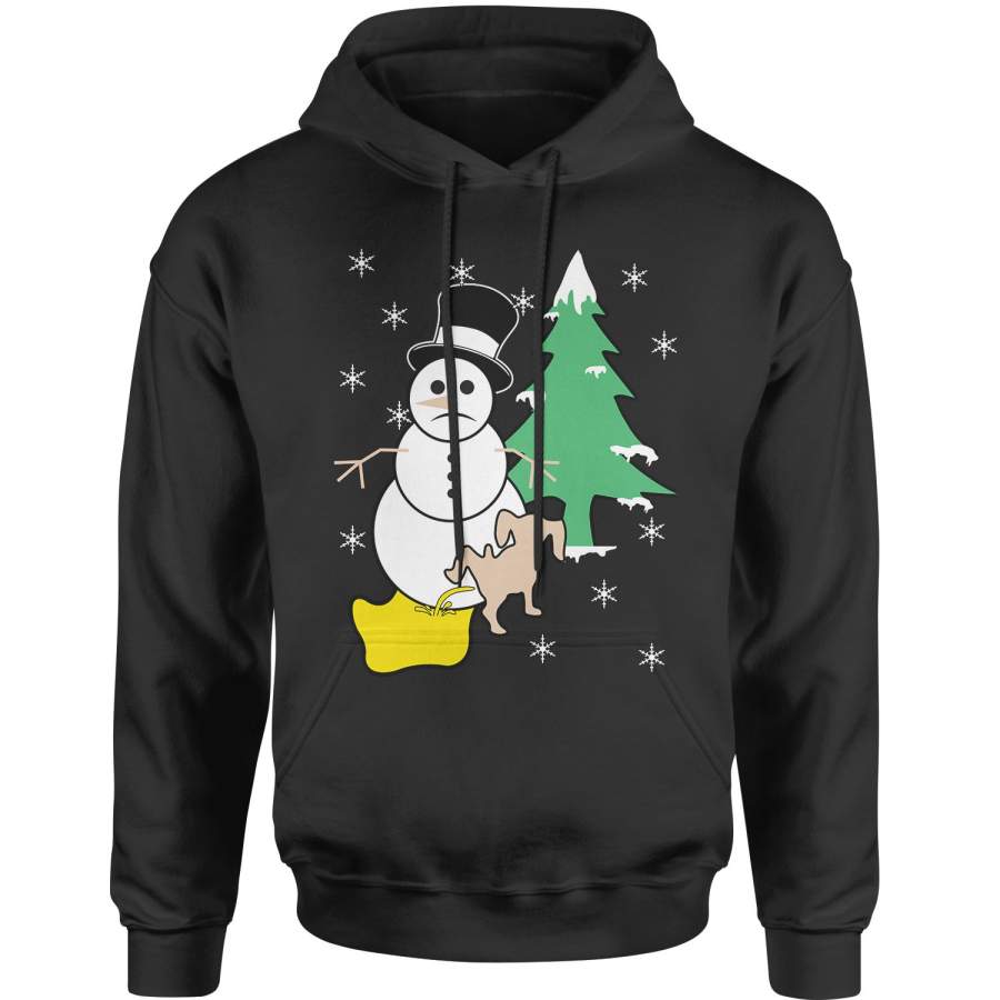 Snowman With Dog Peeing Ugly Christmas Adult Hoodie Sweatshirt