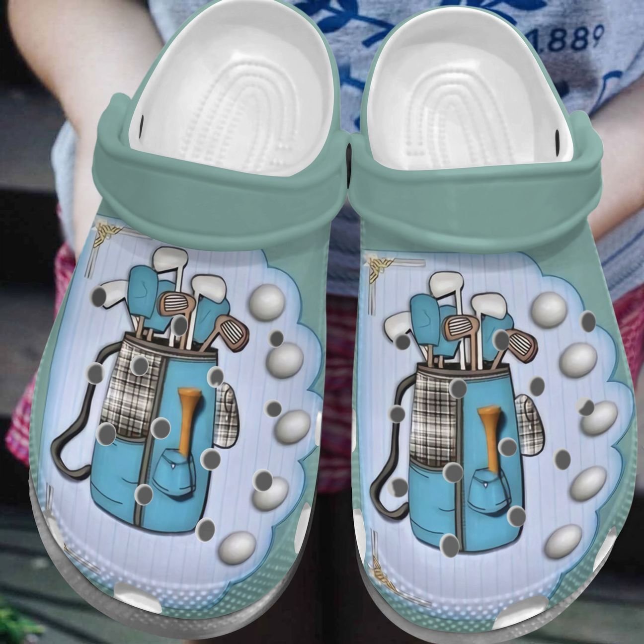 Golf Personalized Clog, Custom Name, Text, Color, Number Fashion Style For Women, Men, Kid, Print 3D Golf Bag