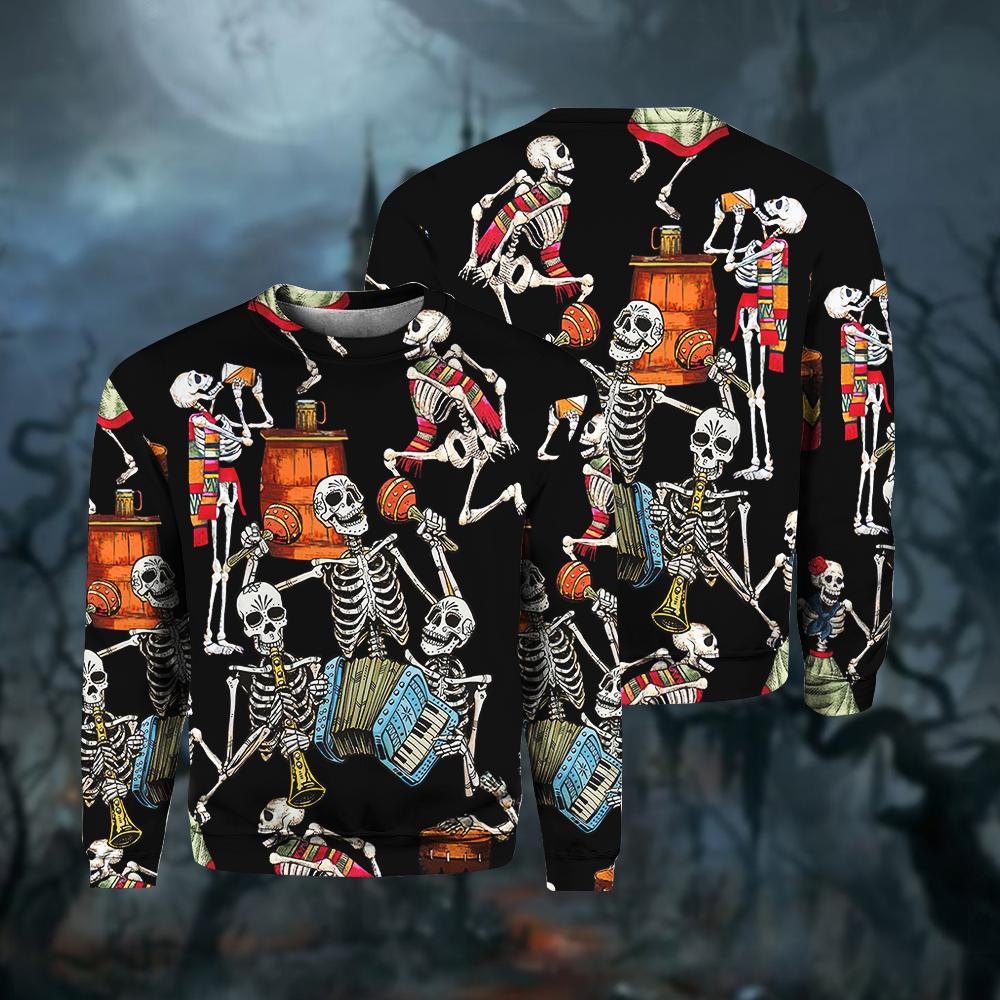 Halloween Skull Crewneck Sweatshirt All Over Print Sweatshirt For Women Sweatshirt For Men