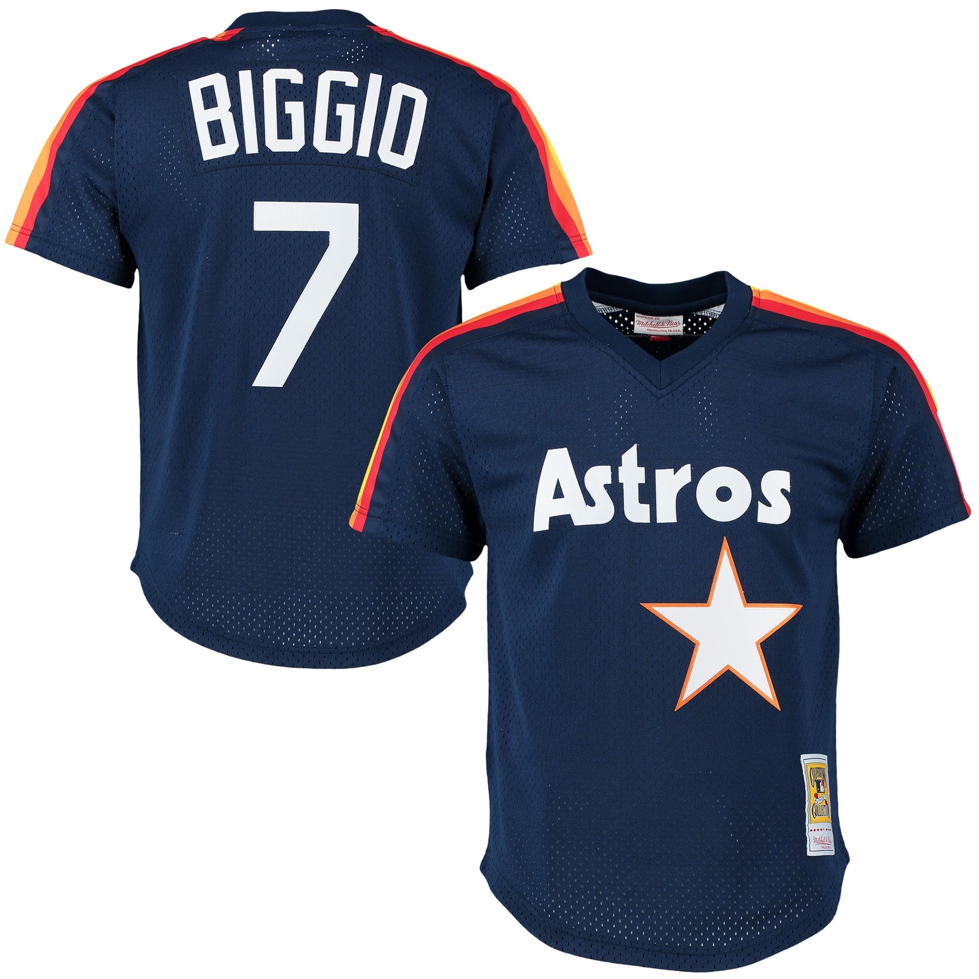 Men’s Houston Astros Craig Biggio Mitchell & Ness Navy Cooperstown Mesh Batting Practice Jersey