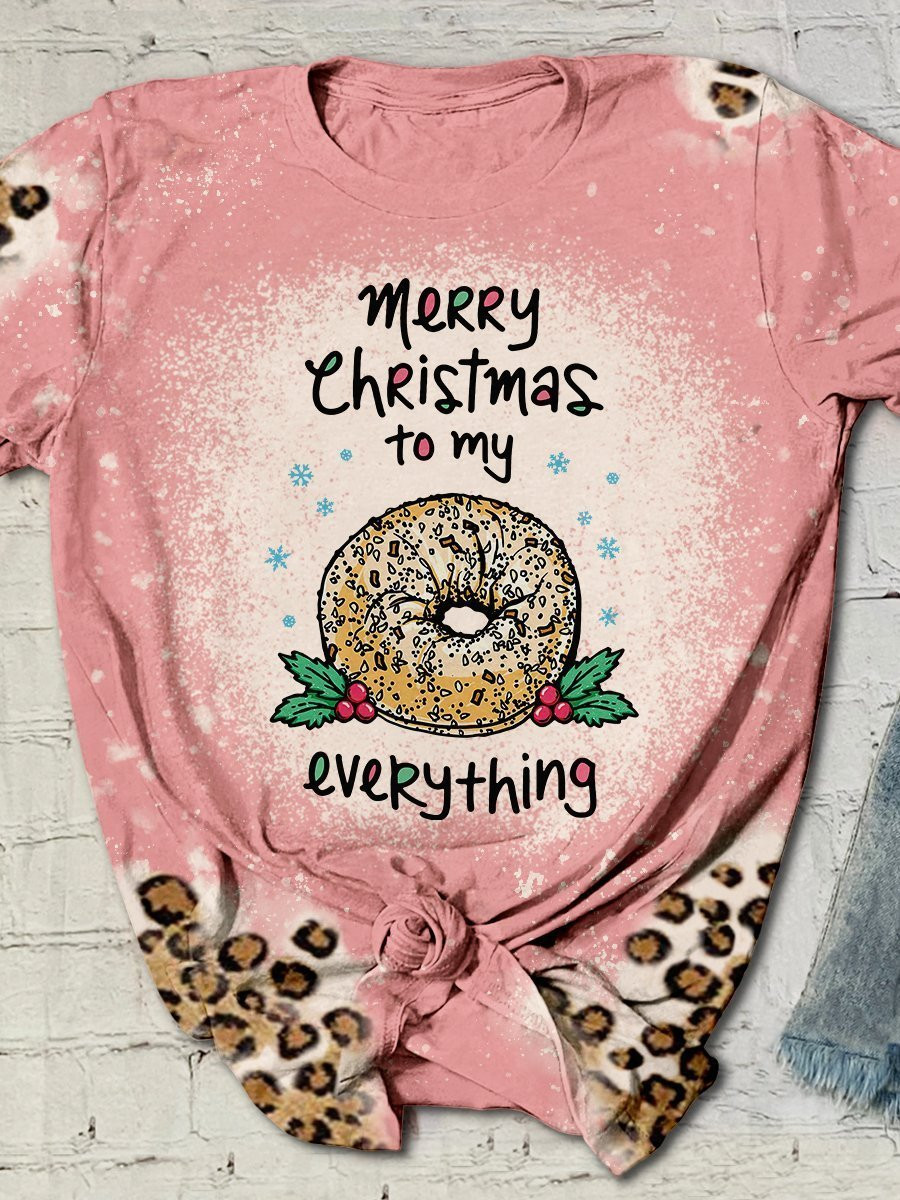 Donut Bakery Leopard T-Shirt – Merry Christmas To My Everything 3D Hoodies T-Shirt Long Sleeve Christmas Gifts For Girls Women Friends Sister