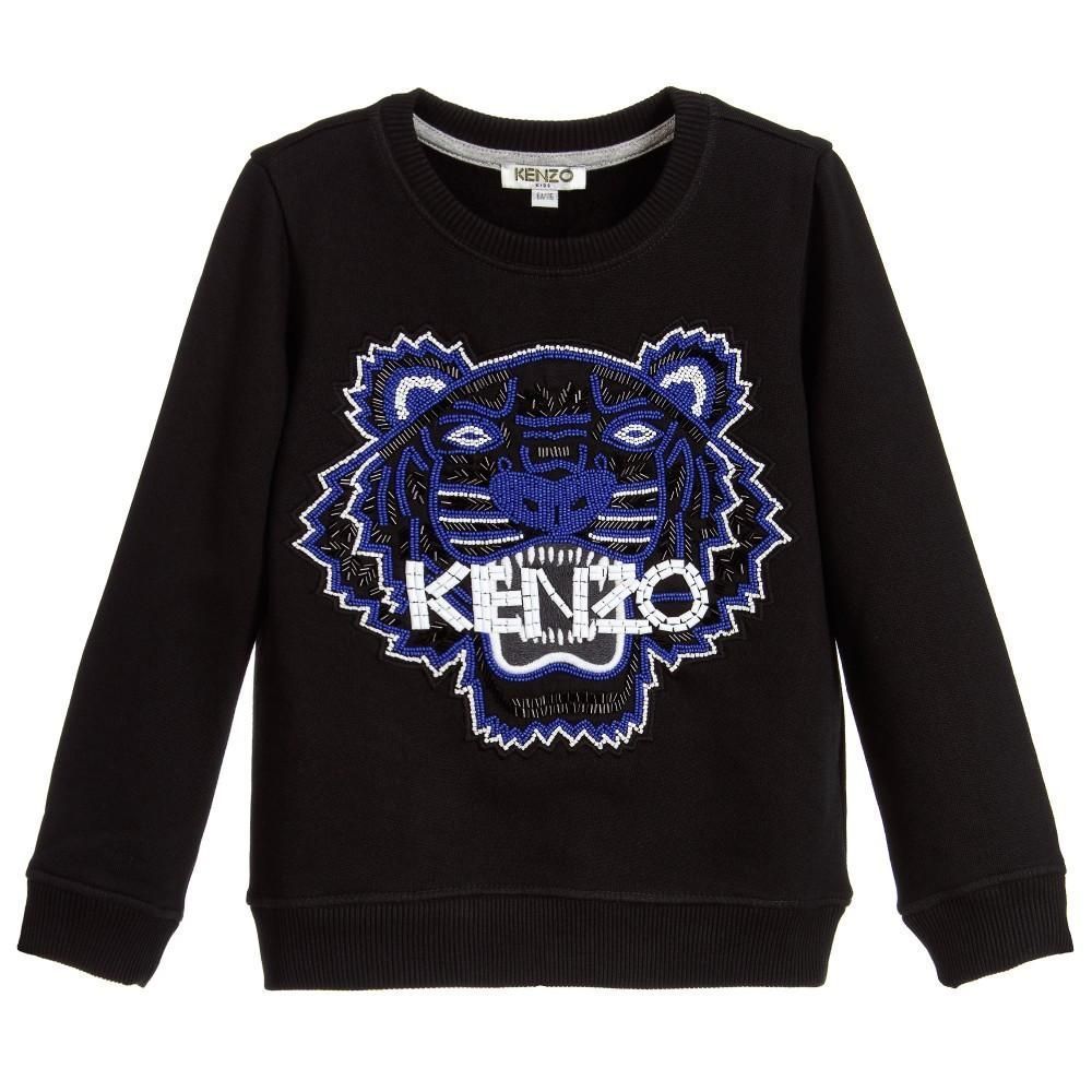 Kenzo Girls Black Respect Smile Tiger Shirt