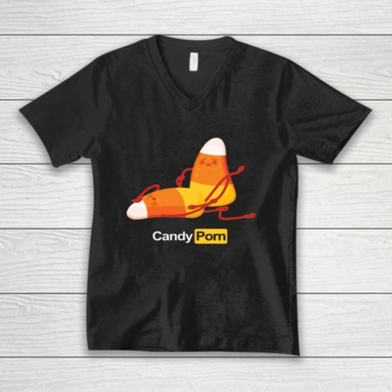 Candy Porn Corn Pun Porno Star Funny Halloween Costume V-Neck T-Shirt