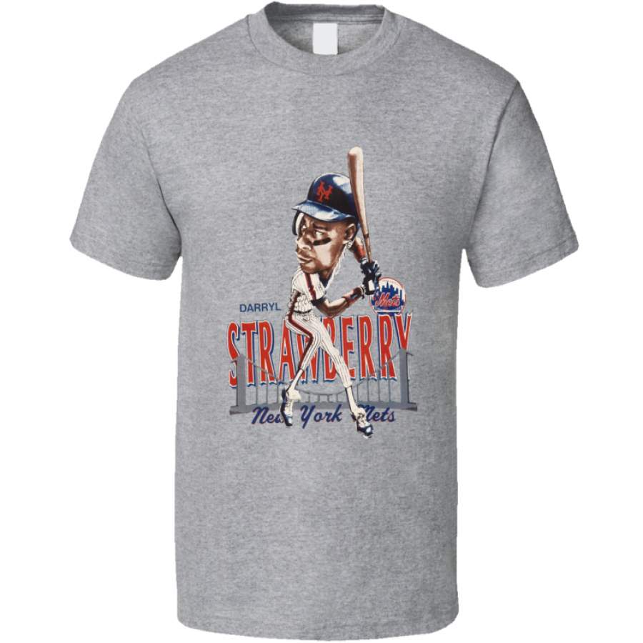 Darryl Strawberry New York Retro Baseball Legend Caricature T Shirt