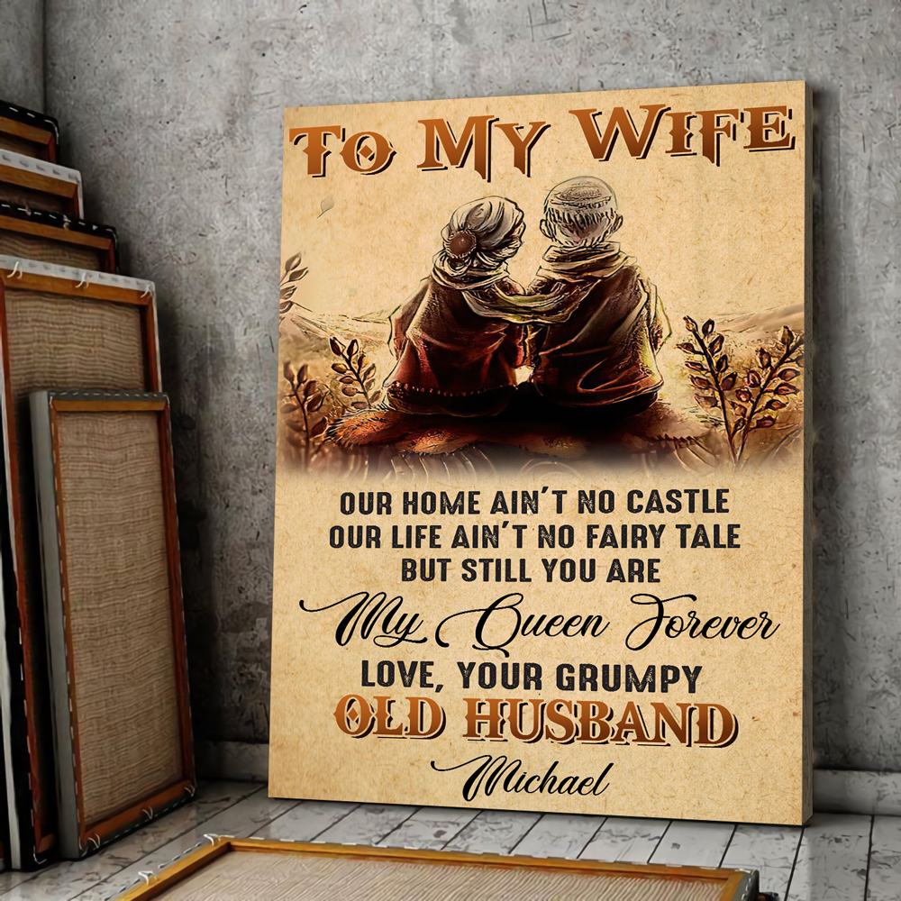 [Personalized Name] To My Wife Our Home Ain’T No Castle – Gift For Family, Gift Wife, Gift For Home Decor – Horizontal Canvas Matte Canvas Wall Art