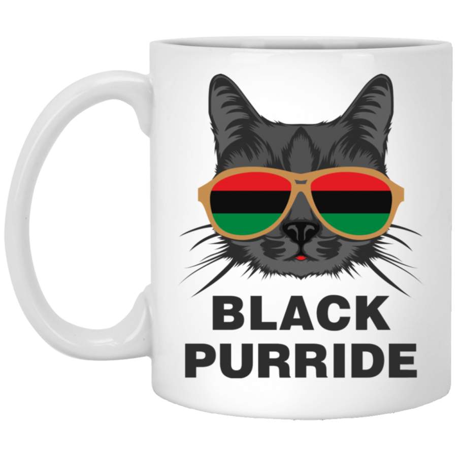 African American Coffee Mug black Purride Cat Glasses African Flag 11oz – 15oz White Mug