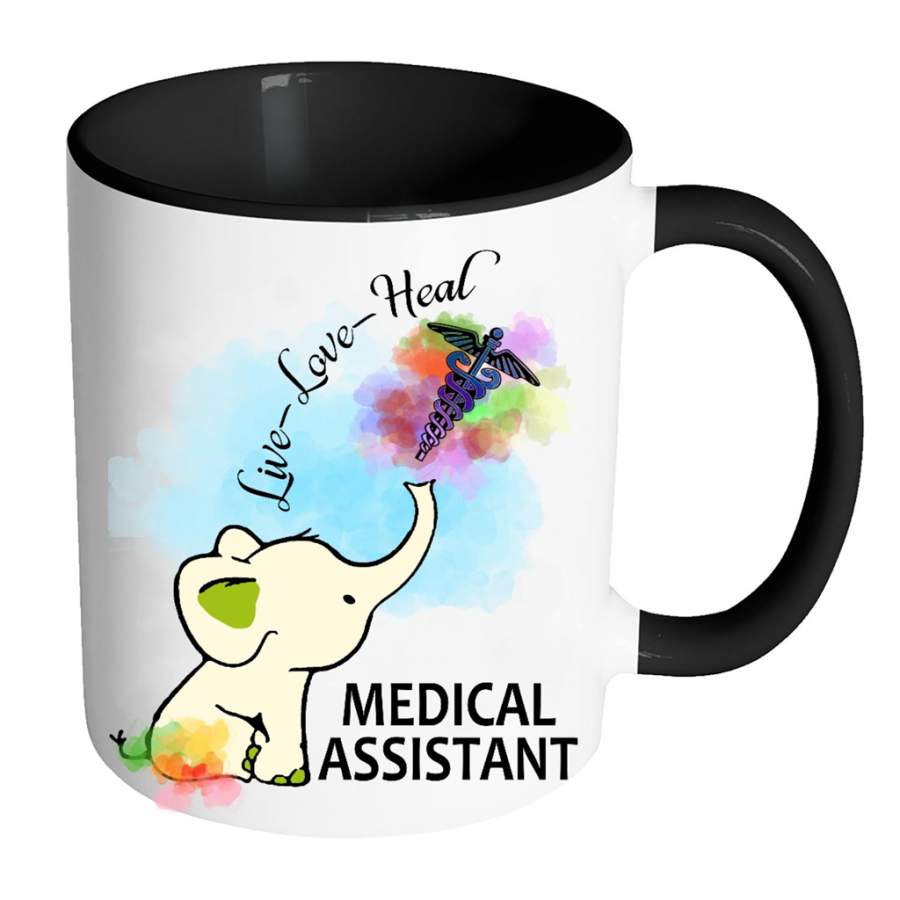 Live Live Heal Medical Assistant, Nurse Elephant Lover W – Full-Wrap Coffee Colors Accent Mug