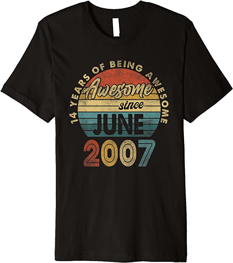 14 Year Old Retro June 2007 Vintage 14th Birthday Gift Men Premium T-Shirt