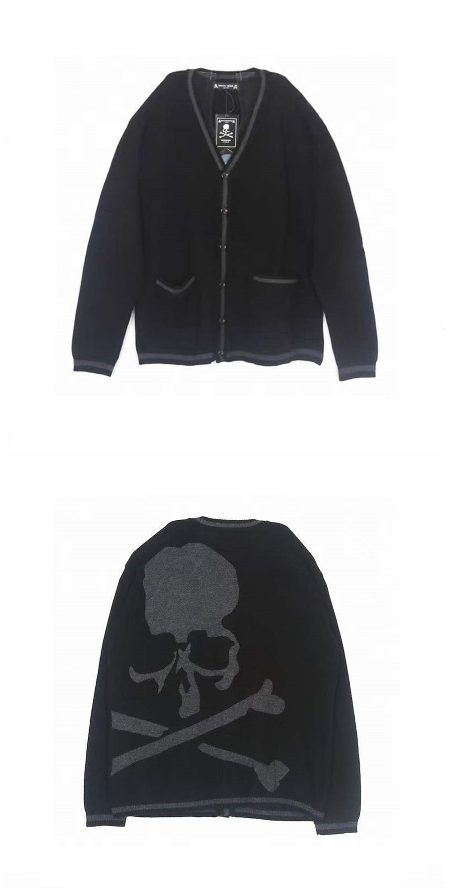 2022 Mastermind World Sweater Cardigan Black Skull Print MMJ V-Neck Sweater Men Women alx