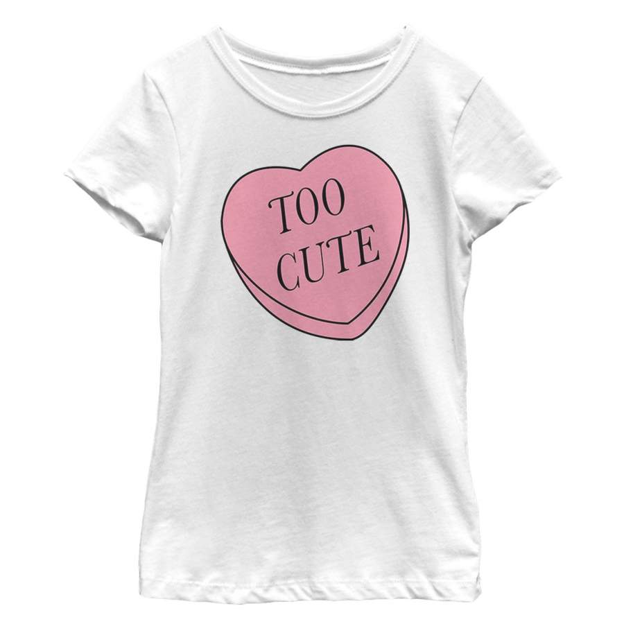 Lost Gods Girl’s Valentine’s Day Too Cute Candy Heart  T Shirt