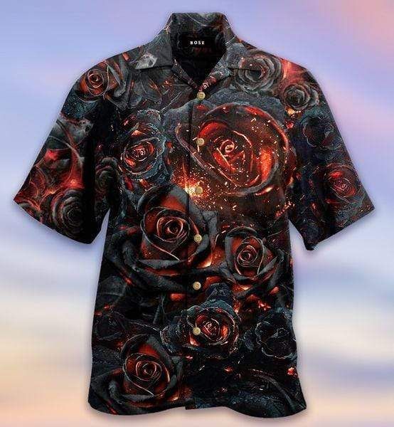 Find Fire Black Rose Unisex Hawaii Aloha Shirts Ha83436