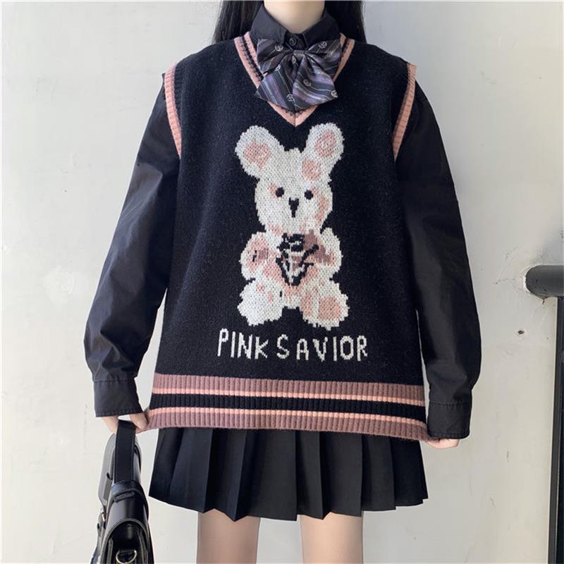 Sweater Oversize Autumn Winter Harajuku Bunny Knitting Korean Fashion Y2K Women Sweater Loose Pullover Gothic Grunge Clothes Top alx