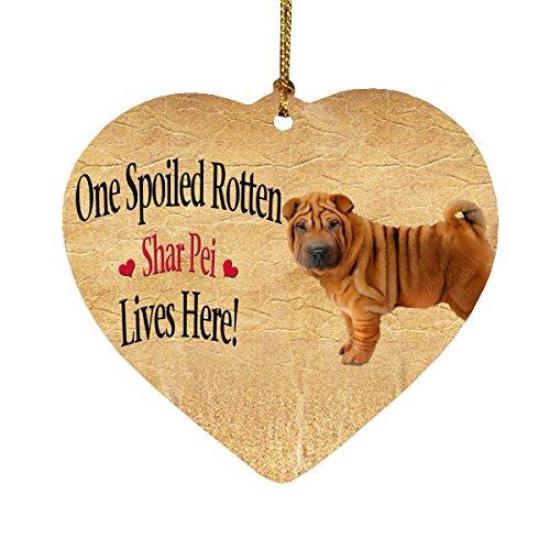 Spoiled Rotten Shar Pei Puppy Dog Heart Christmas Ornament