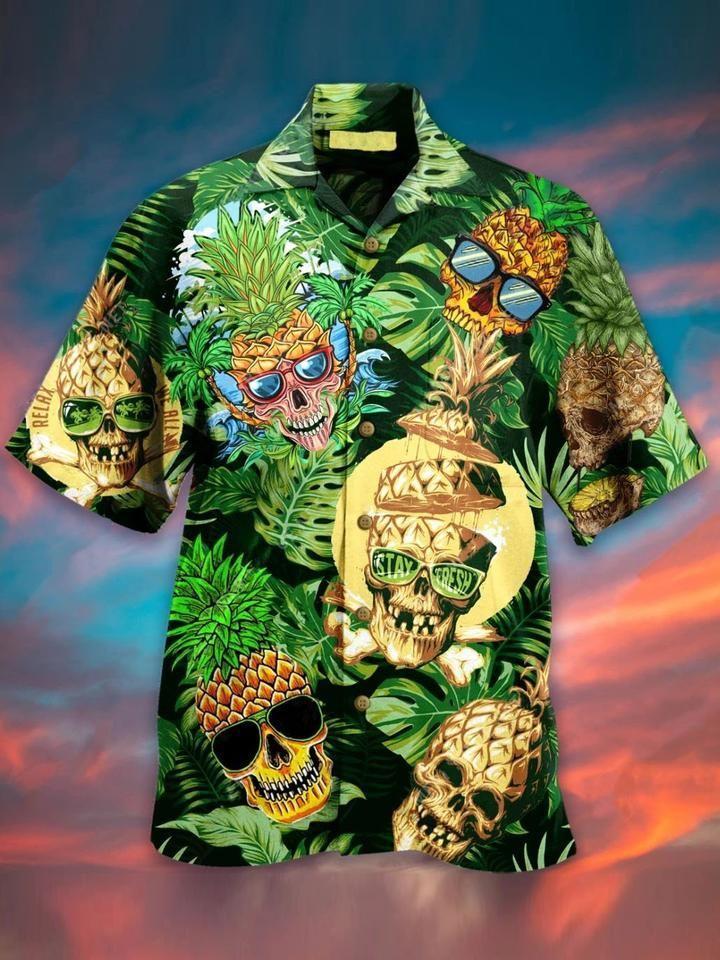 Skull Pineapple Hawaii Shirt Hawaiian Shirt For Men, Hawaiian Shirt For Women, Aloha Shirt, Hawaii Shirt New Fashion