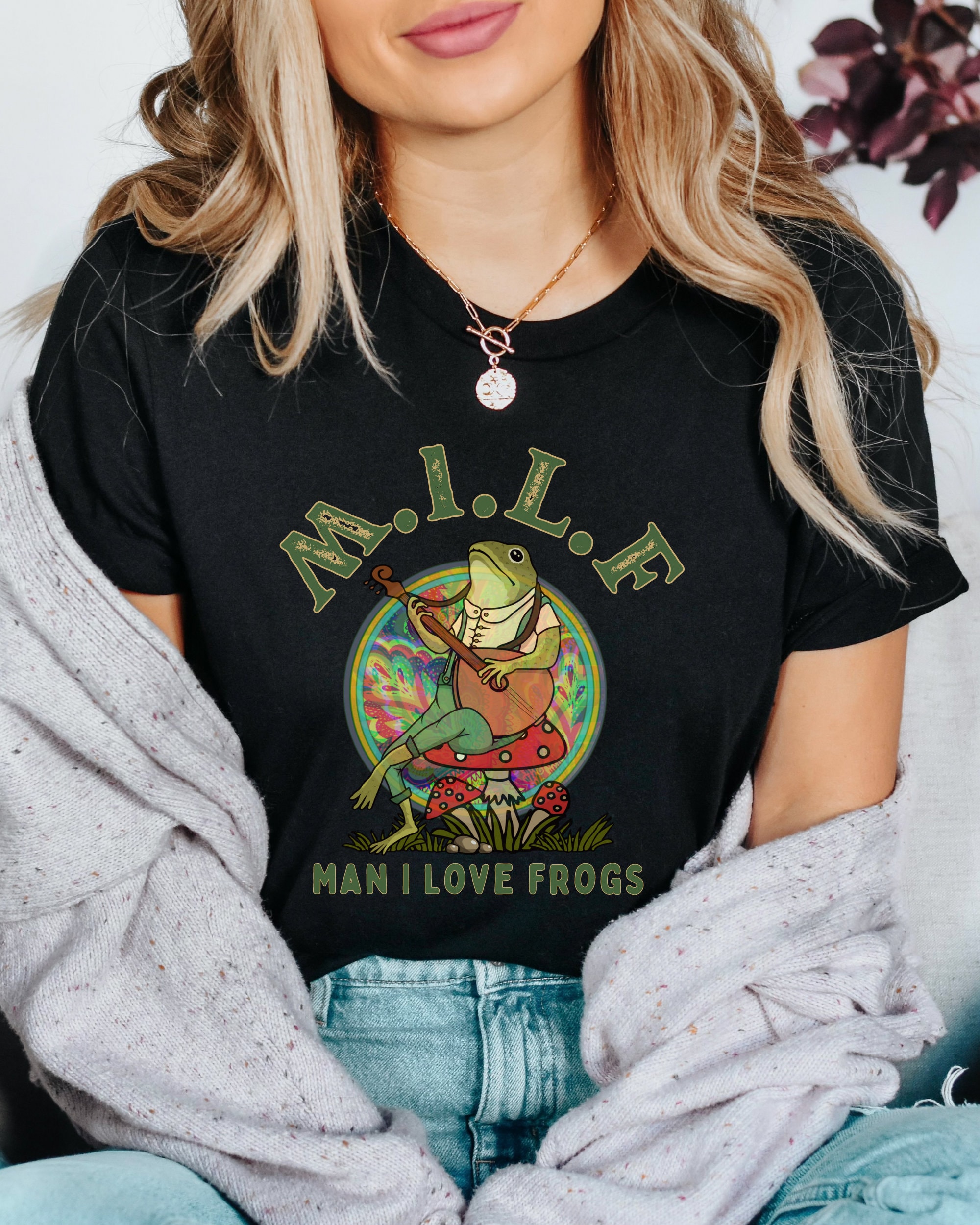 MILF Shirt Funny MILF TShirt Frog Tee Mushroom Shirt PNW T Shirt Man I Love Frogs Hippie Shirt Hippy Tshirt Fungi Tee Mushroom Tshirt