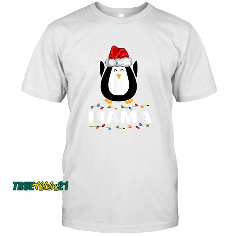 Santa Claus Penguin Mama Christmas Ugly Party Holiday T-shirt