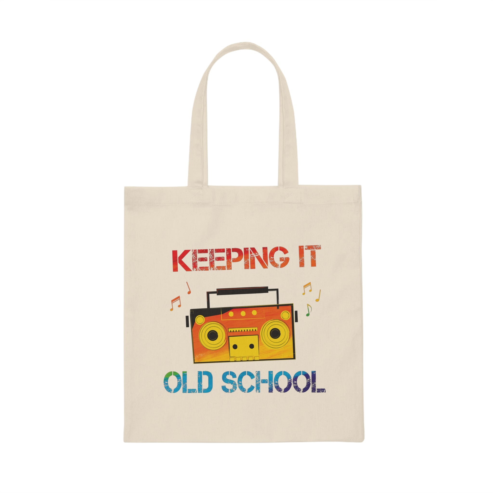 Colorful Keeping It Old School Classic Music Canvas Tote Bag