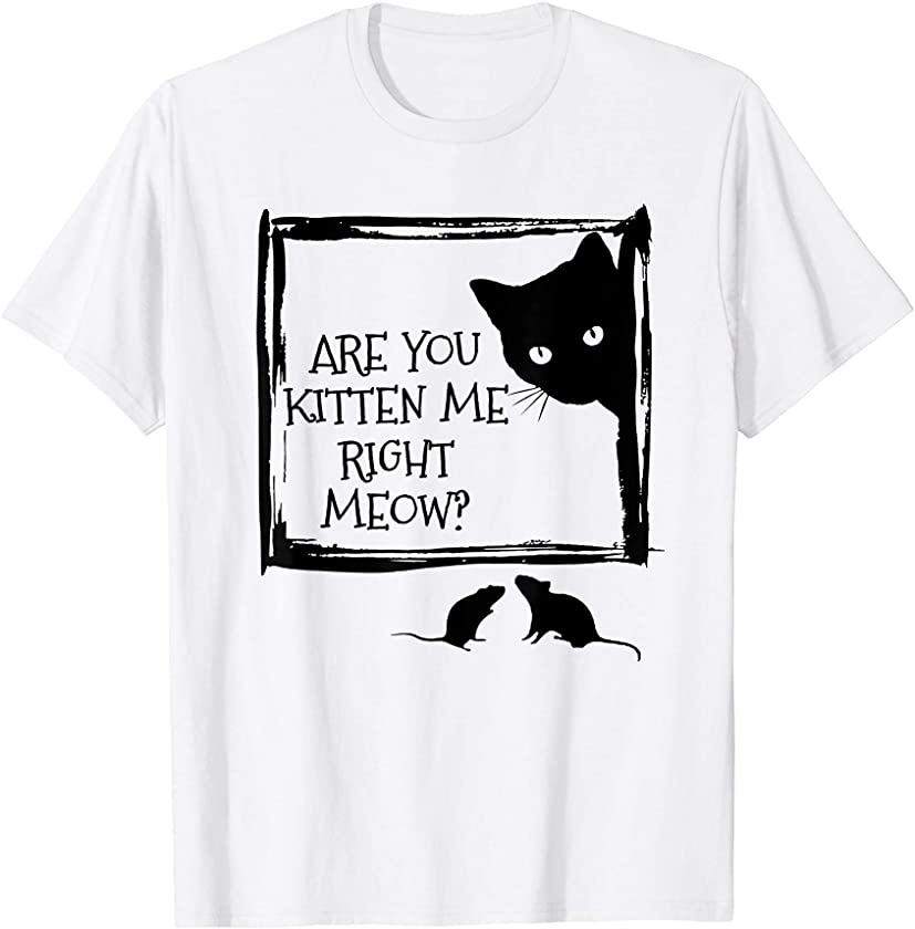 Cute Funny Black Cat Are You Kitten Me Right Meow Cat Lover T-Shirt