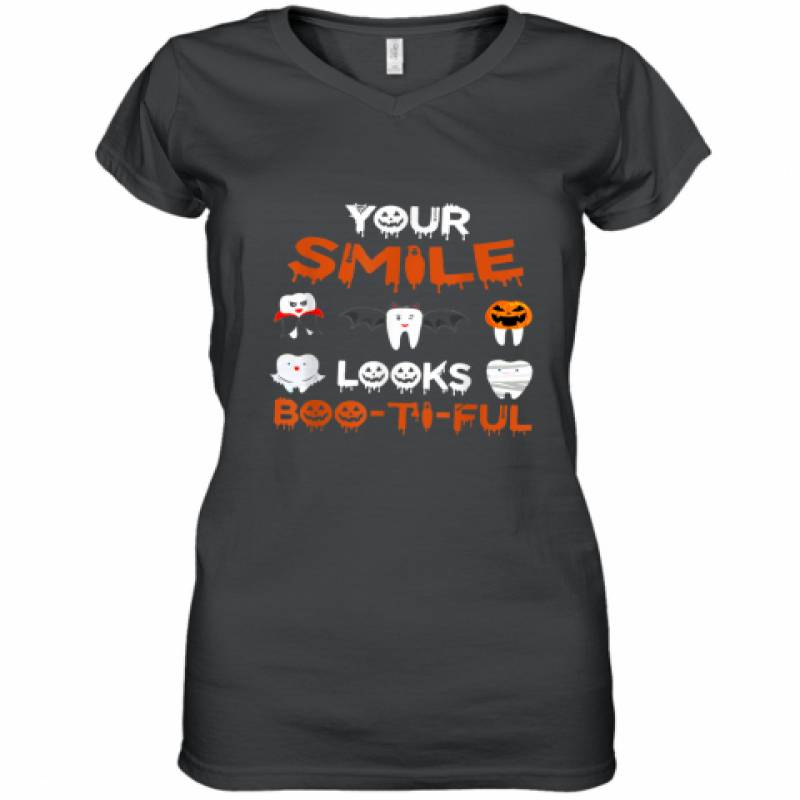 Your Smile Looks Boo Ti Ful Dental Hygienist Halloween shirt Women's V-Neck T-Shirt