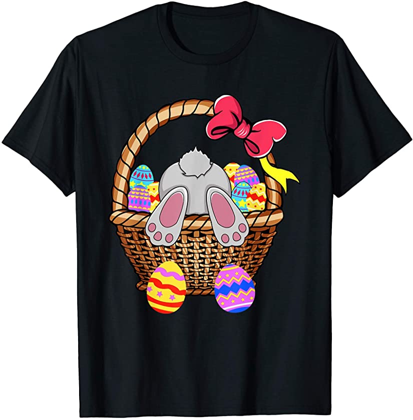 Basket Full of Eggs Easter Bunny Easter Day Kids T-Shirt