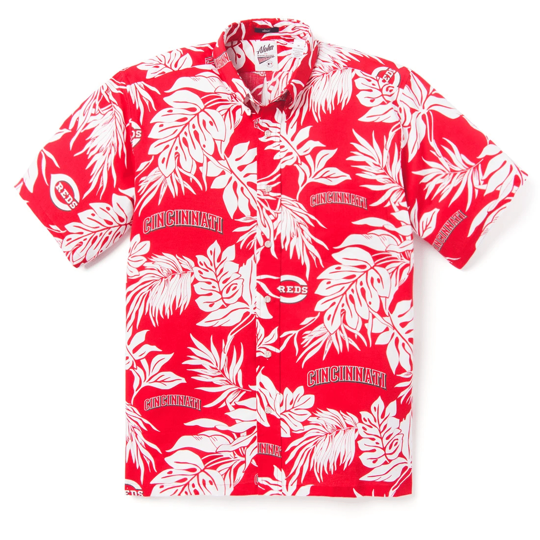 Cincinnati Reds Logo Tropical Leaves Hawaiian Shirt Teepoem Ltd