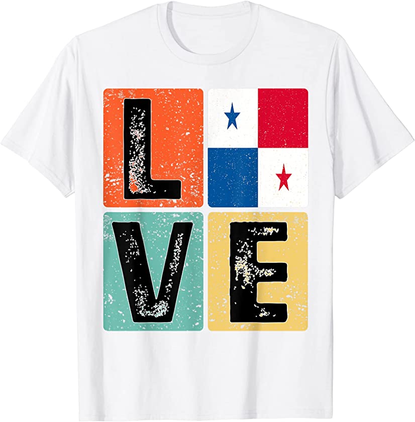 Vintage Retro I Love Panama Flag for Panamanian Pride T-Shirt