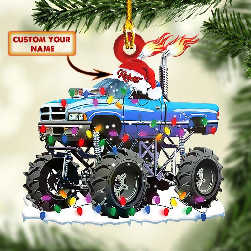 Monster Truck Custom Shape Ornament – Christmas Version