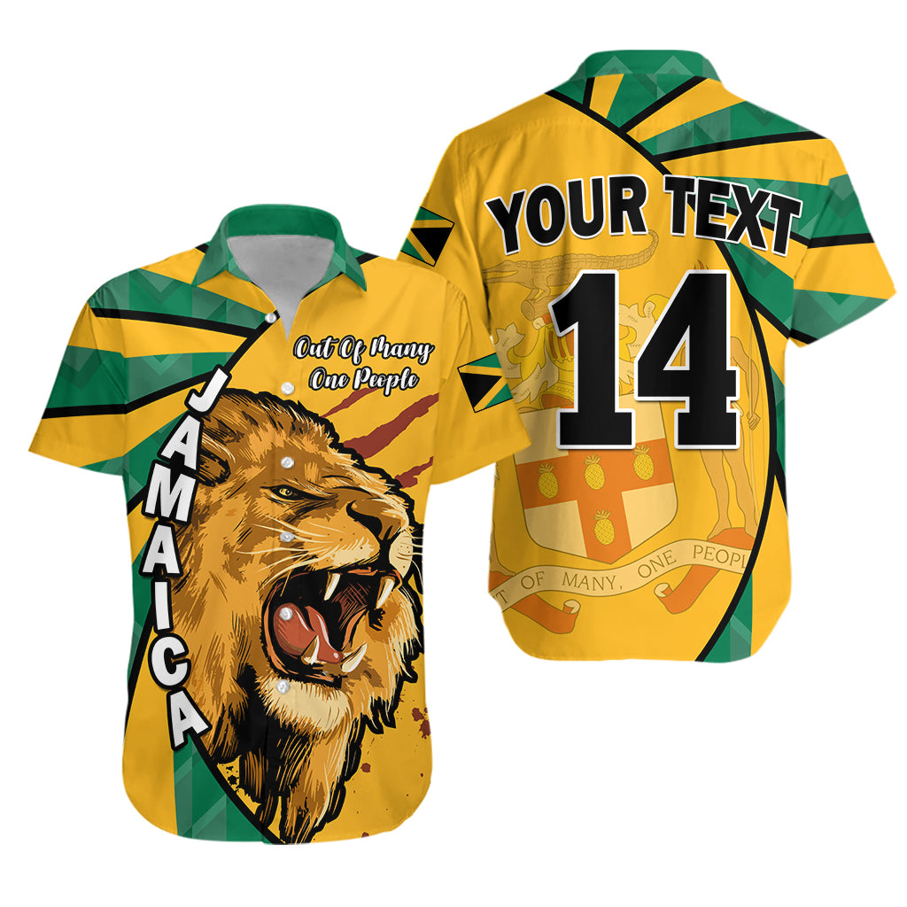 (Custom Text And Number) Jamaica Athletics Hawaiian Shirt Jamaican Flag Mix Lion Sporty Style Lt14