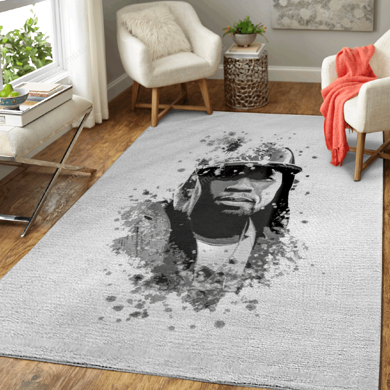 50 Cent splatter painting – Music World Art For Fans Area Rug Carpet