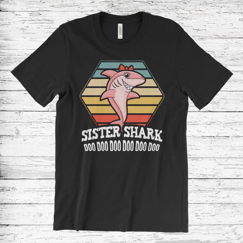 Crushtee Sister Shark T Shirt, Grandpa Shark, Daddy Shark Shirt, Aunt Shark, Brother Shark, Uncle Shark, Grandma Shark, Baby Shark, Mommy Shark Shirt Long Sleeve Hoodie