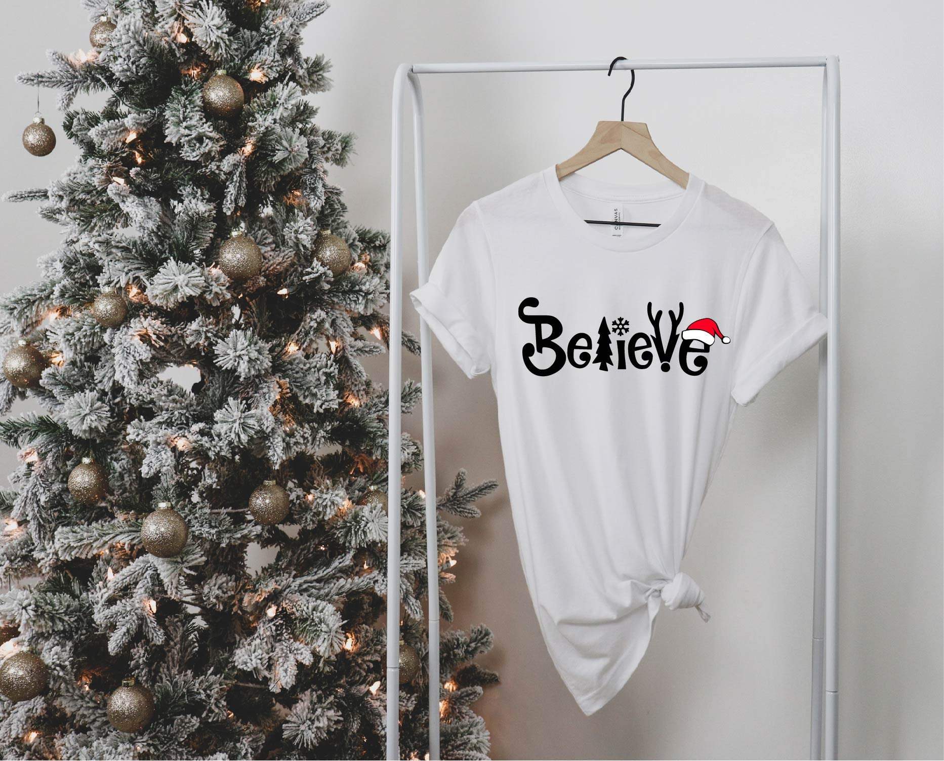 Christmas Believe Shirt,Christmas Shirt,Holiday Shirt,Christmas Gift,Christmas Family Shirt,Funny Holiday Shirt,Believe In Christmas Shirt - Onlytee Christmas Gift