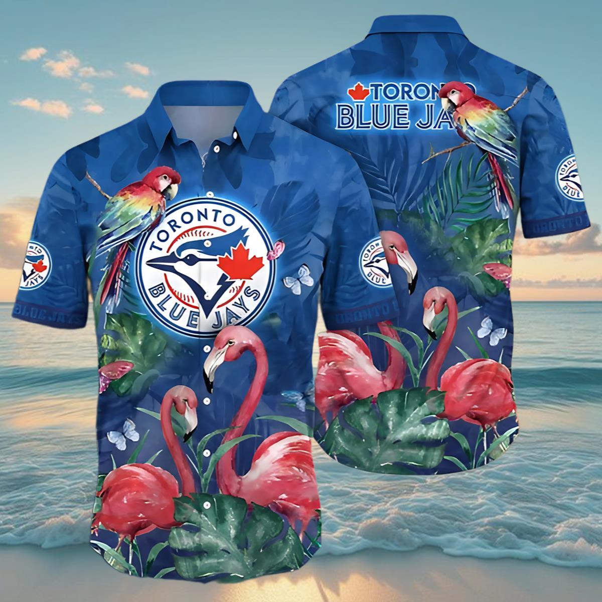 Pink Crane Blue Jays Hawaiian Shirt