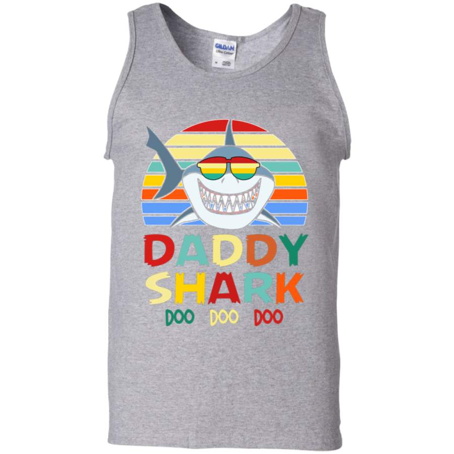 AGR Retro Vintage Daddy Shark Tshirt gift for Father Mens Tank Top