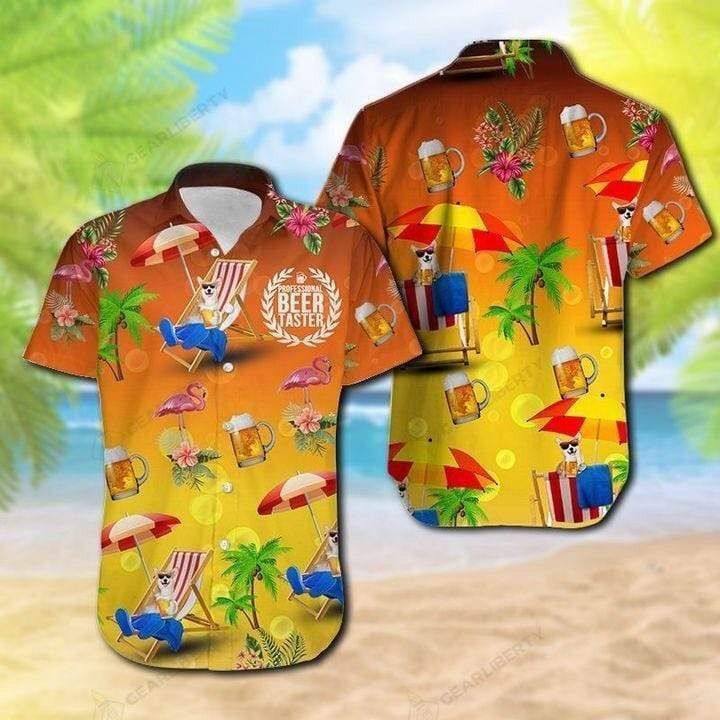 Cover Your Body With Amazing Professional Beer Taster Corgi On The Beach Hawaii Shirts Ha23072