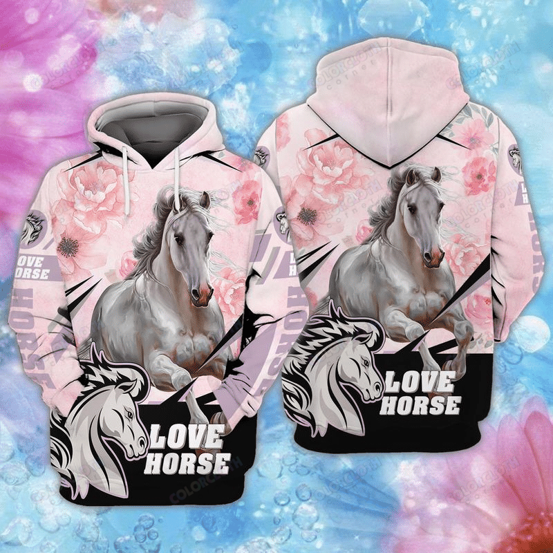 Love Horse Pink Flower 3D Shirt Tv058024